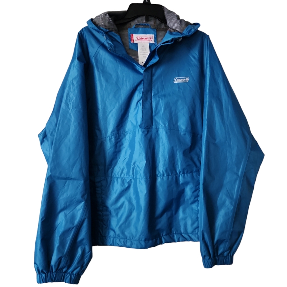 Coleman Multi-Tec Blue Rain Windbreaker Men's Size‎ largel 1/4 Zip Hooded Jacket